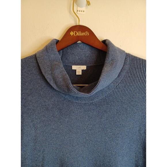 J. Jill Turtleneck Sweater Womens M Blue Pullover Cable Knit Ribbed Longsleeve - Picture 4 of 11